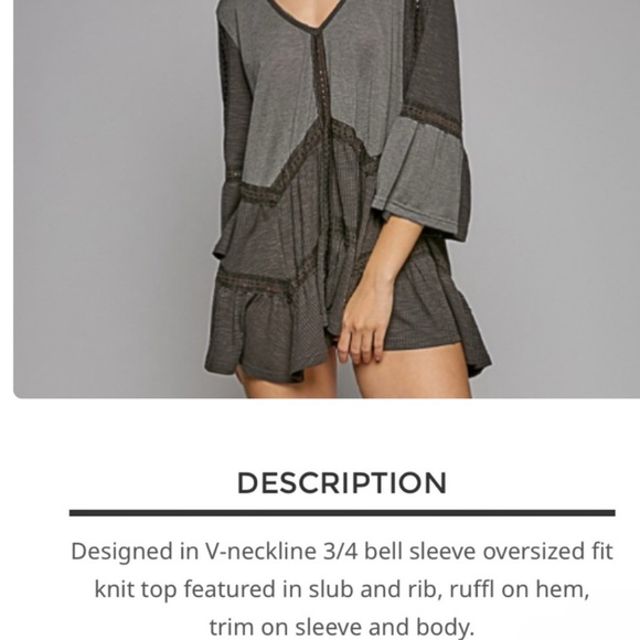 POL Black and Gray Top with Bell Sleeves - Picture 10 of 10